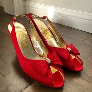 Salvatore Ferragamo Red Kitten Heels
